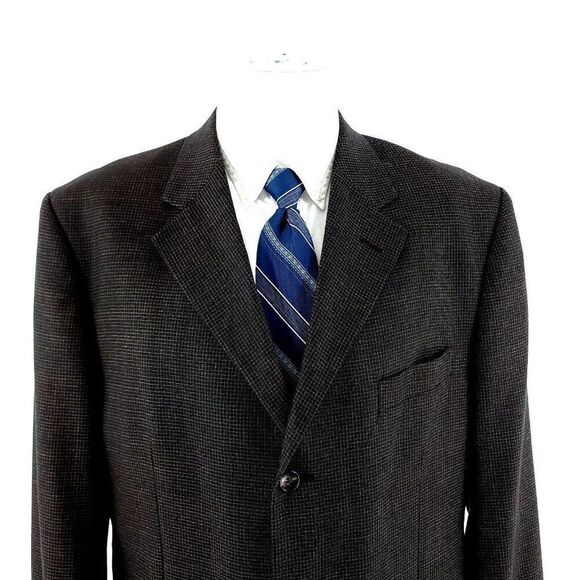 Pronto Uomo Lanificio Galtes Wool 3 Button Sport Coat 42R Blue‎ Tan Check - Picture 1 of 12